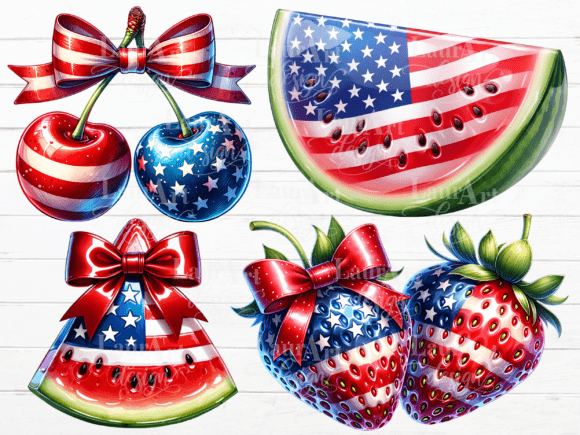 Download 4 July Cherries Strawberries Watermelon - Strawberries Collection